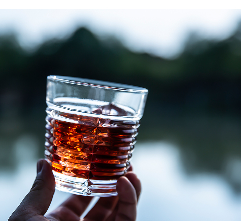 法国原产La Rochère节奏系列平底宽口威士忌酒杯玻璃杯咖啡杯 透明