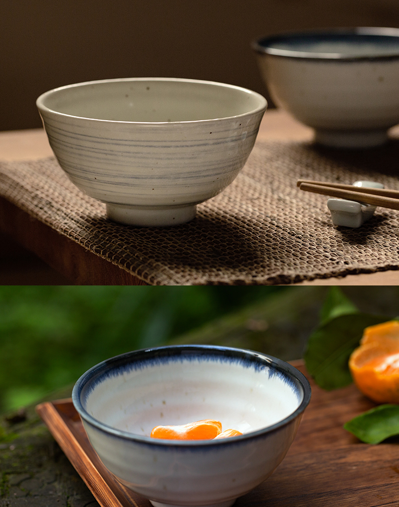 日本原产舍米蓝星耀粉引日式饭碗餐碗 窑变蓝