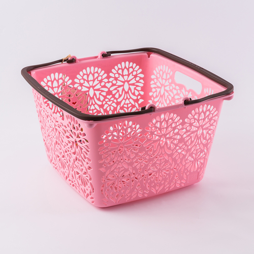日本原产MAHALO正方形购物篮收纳篮储物筐 粉红
