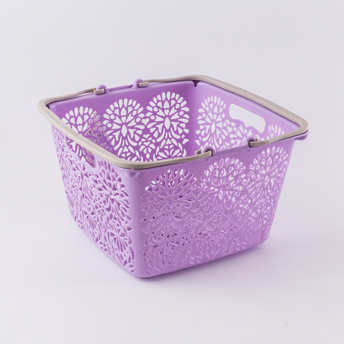 日本原产MAHALO正方形购物篮收纳篮储物筐 浅紫