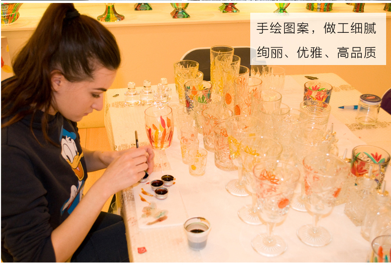 意大利原产ZECCHIN穆拉诺星河系列手工彩色玻璃酒水杯360ml 红色