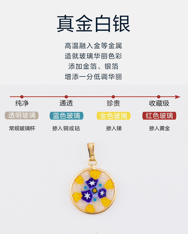 意大利原产ZECCHIN穆里纳系列吊坠 黄色