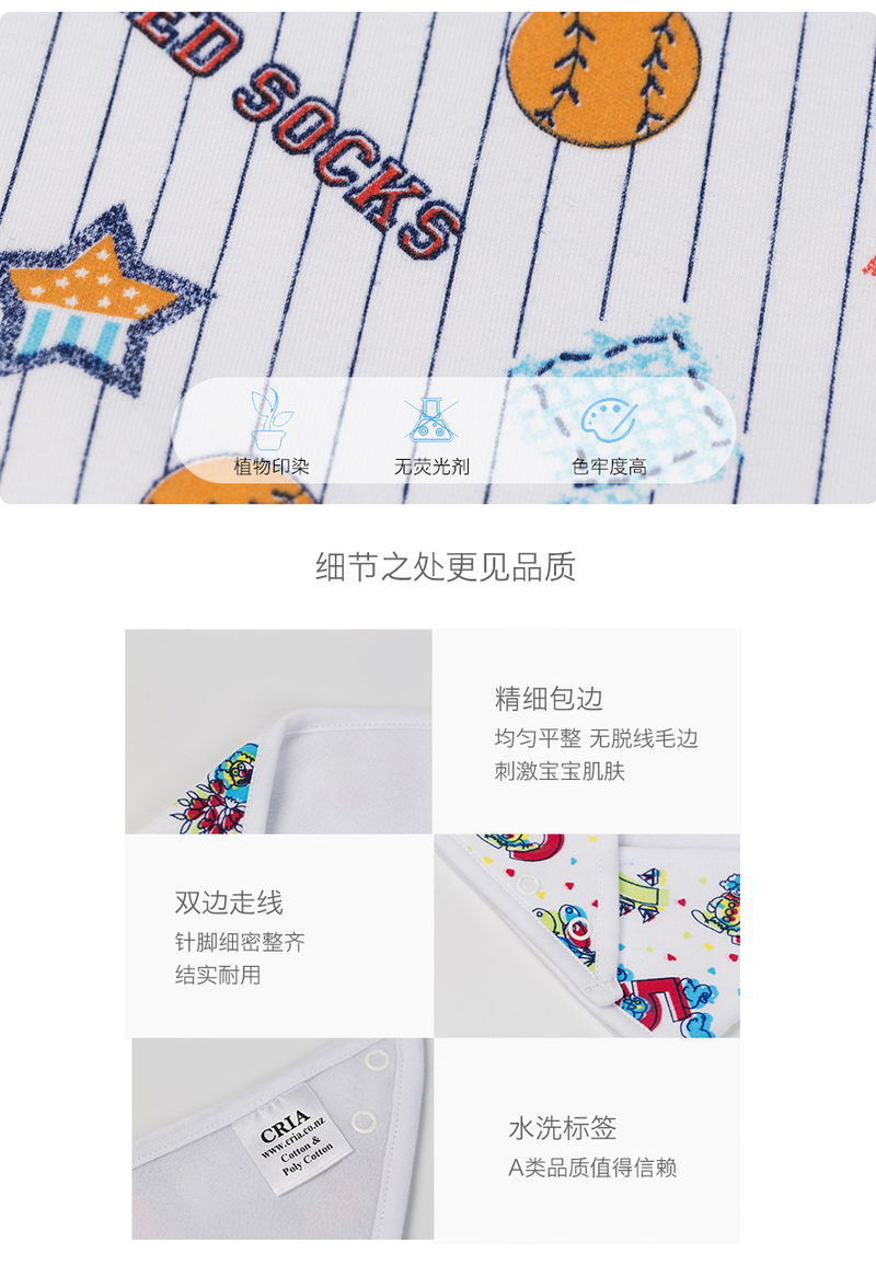 新西兰原产CRIA 格子口水巾-英国产 蓝格