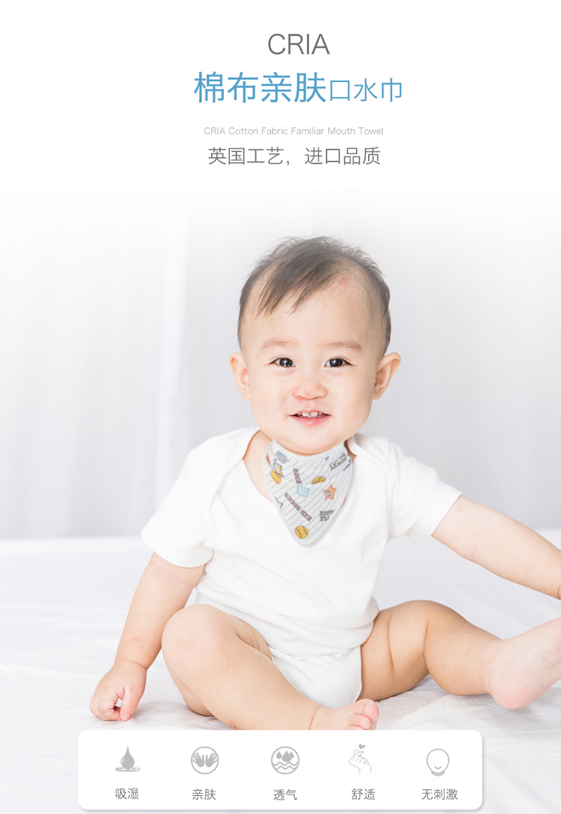 新西兰原产CRIA 格子口水巾-英国产 蓝格