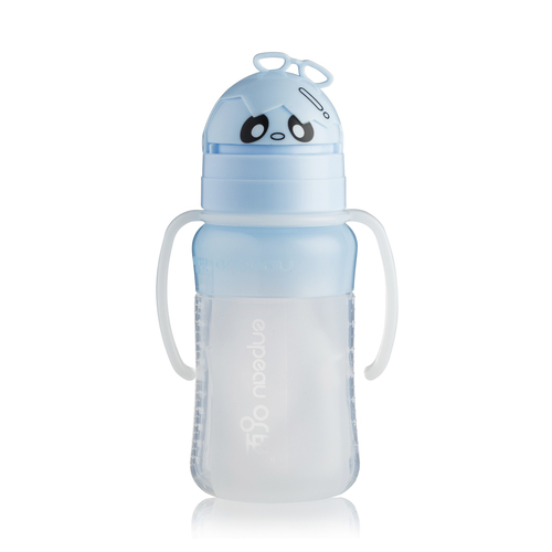 韩国原产enpeau硅胶吸管水杯儿童水杯宝宝吸管杯260ML 蓝色