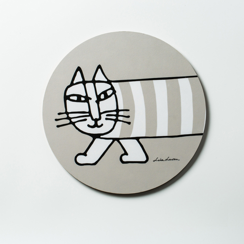 瑞典原产Optodesign 米琪猫系列圆形木质锅垫碗垫隔热防烫垫 灰色