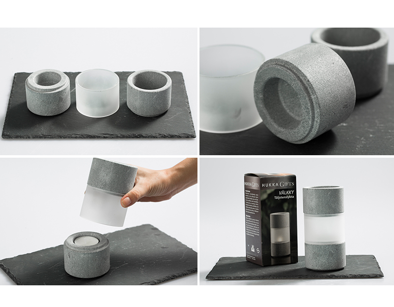 芬蘭原產(chǎn)HUKKA滑石擺件裝飾燭臺(tái) V?LKKY 灰色