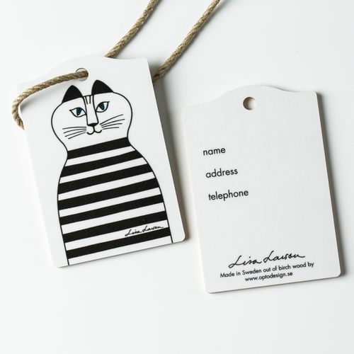 瑞典原产Optodesign 米琪猫系列木质行李牌旅行挂牌2只装 黑白