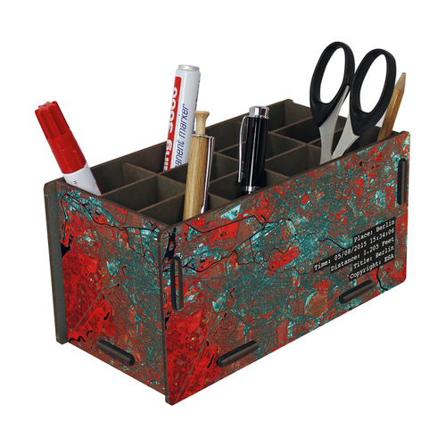 德国原产Werkhaus创意手工DIY组装木质笔筒收纳盒柏林地图 红色