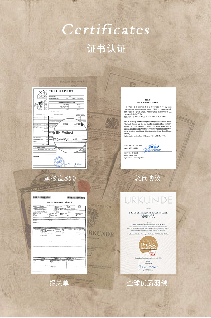 德国原产OBB Royal Bed850蓬西伯利亚95%鹅绒被博登冬被 白色 260*240cm(适用于2.0m的床)