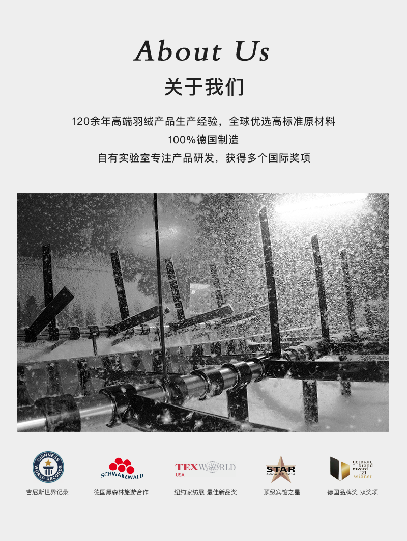 德国原产OBB Royal bed西伯利亚鹅绒三层枕 可抽取式多瑙枕 白色 可抽取式多瑙枕