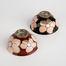日本原产虚空藏窑浪漫樱花系列手工碗对碗 红黑色