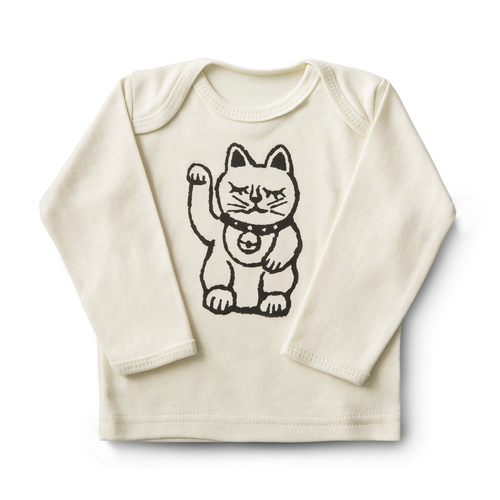 英国原产Petra Boase儿童T恤新生儿棉T恤0-6月幸运猫 白色