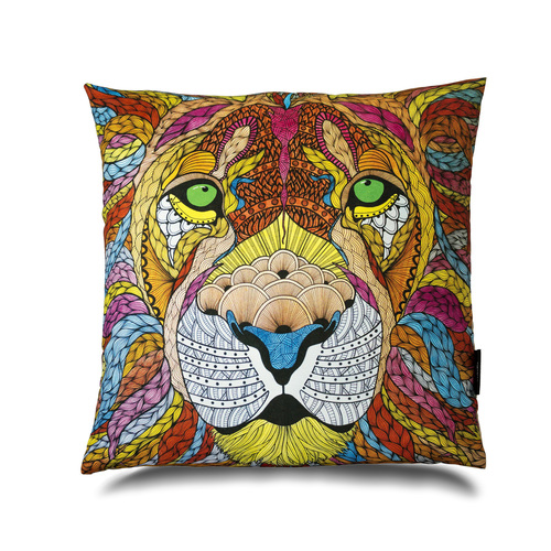 英国原产WRAPTIOUS创意靠枕抱枕靠垫狮子图案 彩色