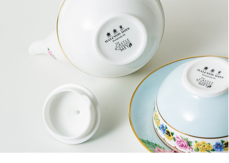 英国原产HALCYON DAYS梅伊城堡花园系列茶具茶壶茶杯套装 浅蓝