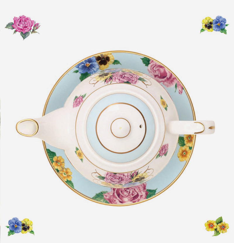 英国原产HALCYON DAYS梅伊城堡花园系列茶具茶壶茶杯套装 浅蓝