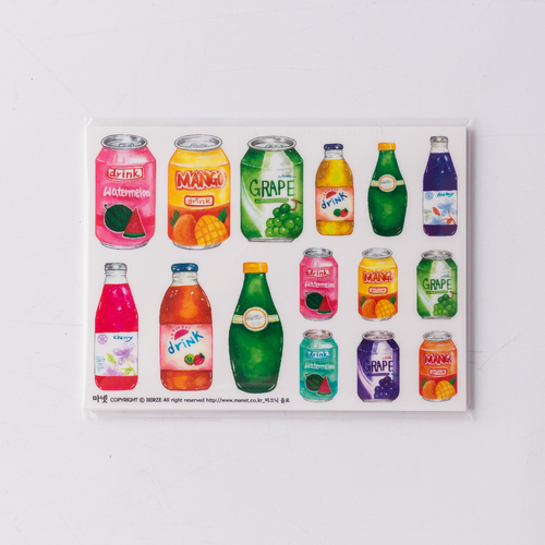 韩国原产manet创意贴纸贴画diy手帐贴纸索财汽水瓶彩色