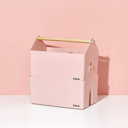 韩国原产SYSMAX PALO系列多功能木柄收纳盒储物盒 粉色