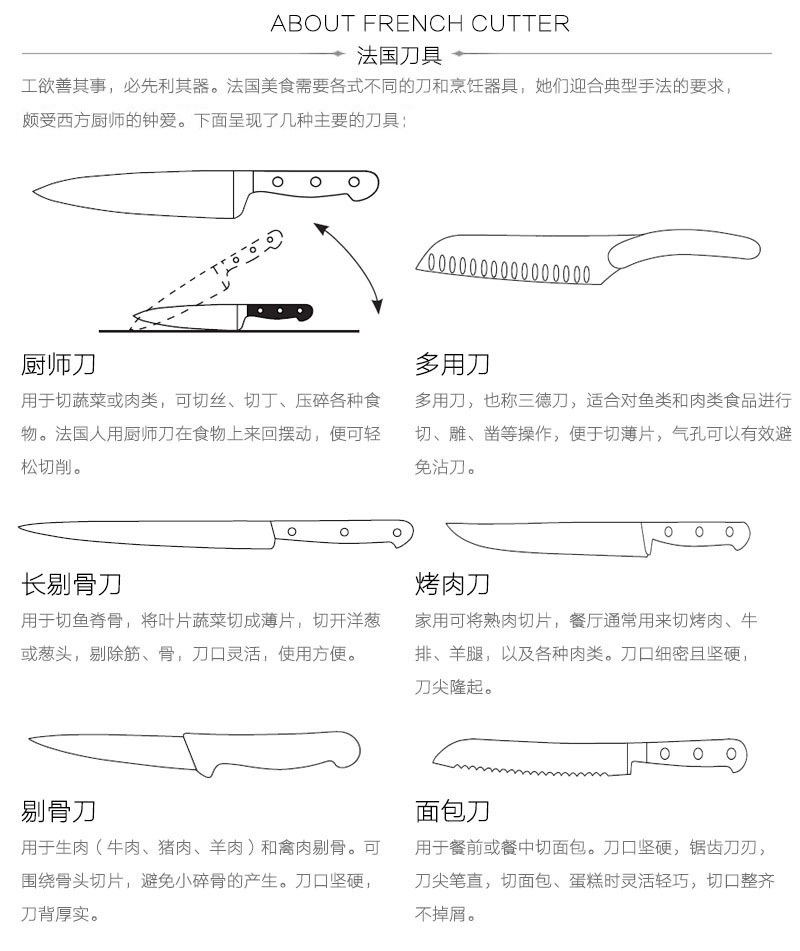 法国原产deglon西莱士不锈钢牛排刀 西餐刀 西餐餐具 黑色