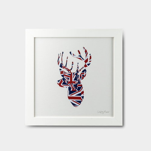 英国原产Crafty Foxx木质装饰画框相框 米字旗鹿头（大） 白色