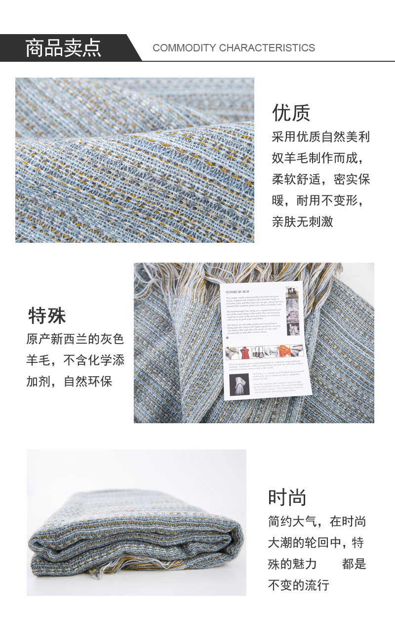 新西兰原产Stansborough指环王系列灰羊毛针织躺椅盖毯 黄色