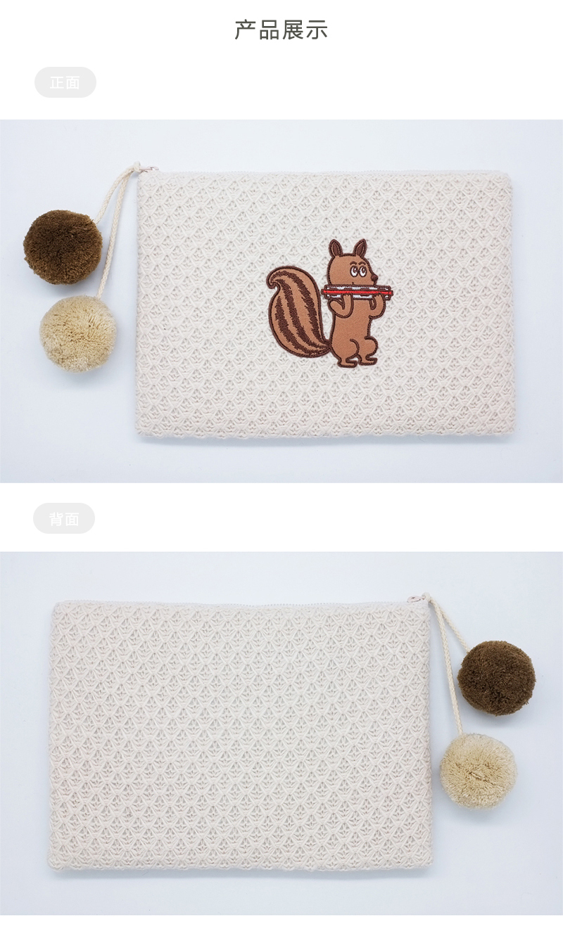 韩国原产1537时尚针织女包手拿包手抓包 米白