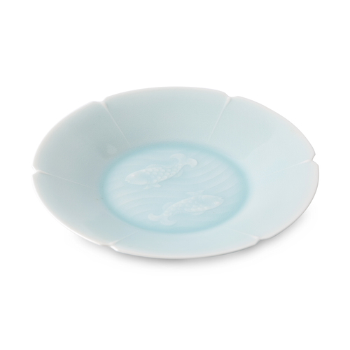 日本原产kaizan快山窯盘子美浓烧陶瓷碟子6寸餐碟 浅蓝