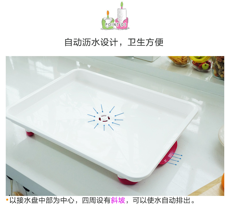 韩国原产CHANGSIN健康任性排水厨房沥水架单层 绿色