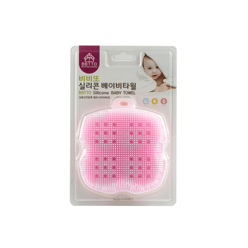 韩国原产BBTTO健康硅胶洗浴巾多功能清洁巾洗澡巾 粉色