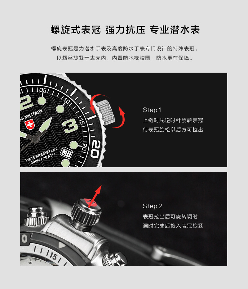瑞士军表charmex海军系列潜水表防水表男表手表石英 27001 白色