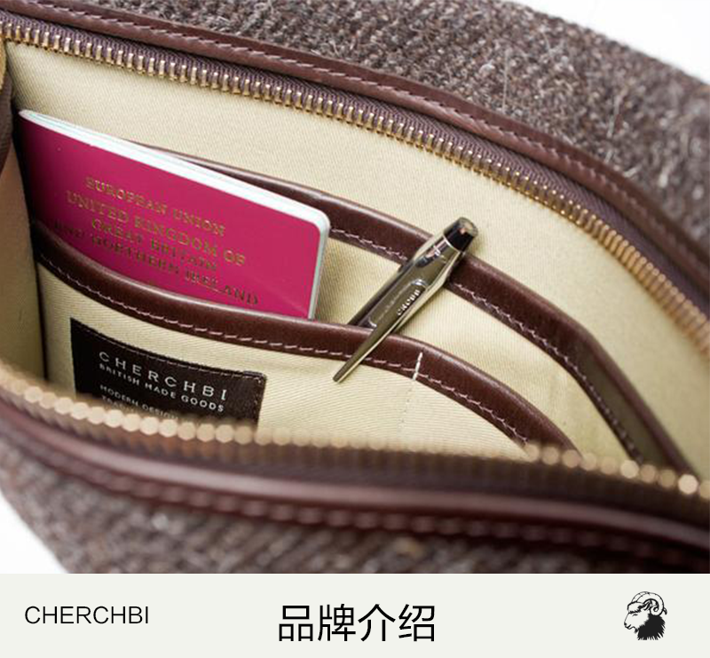 英国原产cherchbi手工高山赫德维克羊毛拉链手包钱袋深灰