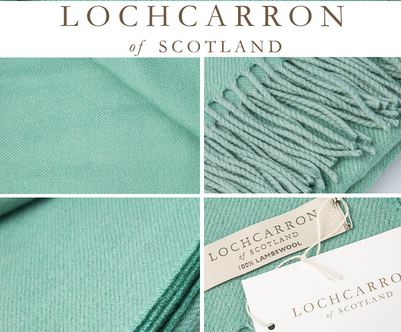 英国原产lochcarron of scotland皇家认证羔羊毛毯盖毯鸭蛋色 蓝绿