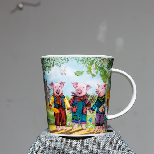 英国原产DUNOON丹侬 Lomond杯型骨瓷茶杯水杯 三只小猪 粉色 粉色款 黑色礼盒
