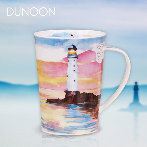 英国原产DUNOON丹侬Argyll型骨瓷茶杯水杯马克杯隐居地 浅粉色 黑色礼盒