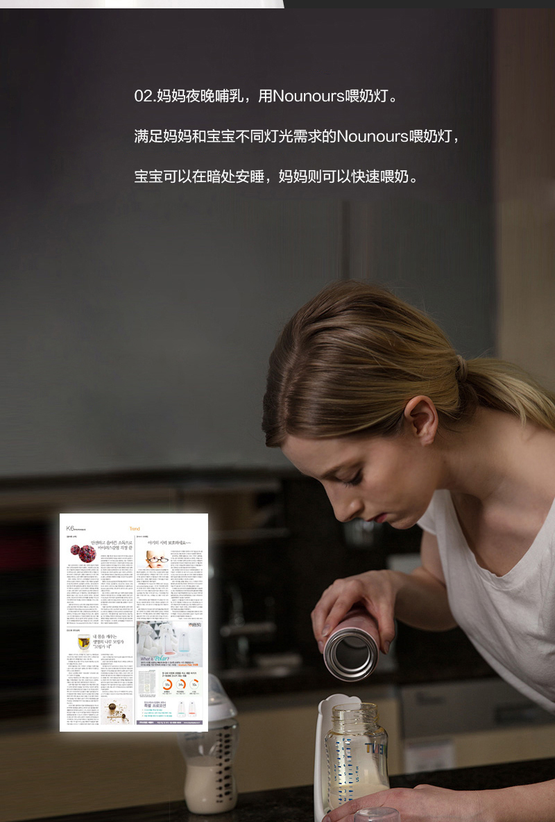 韩国原产nounours北极熊看护宝宝小夜灯多功能看灯 紫色