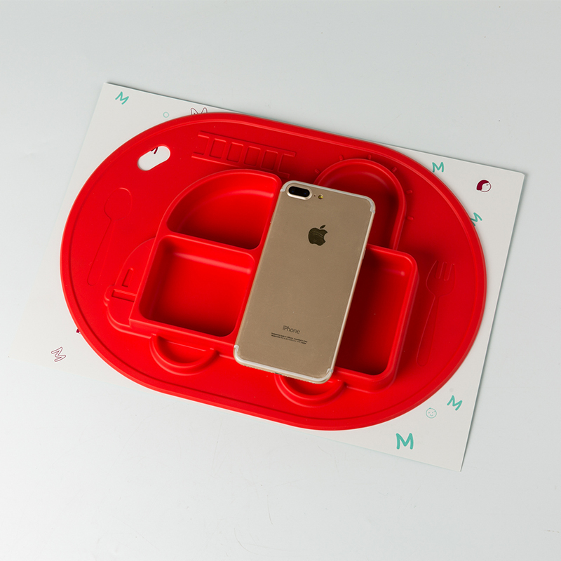 韩国原产Mathos Loreley一体式硅胶餐盘防滑餐垫汽车形状 玫红