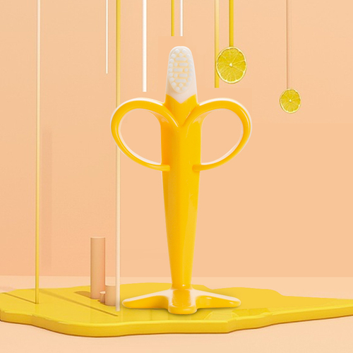韩国原产Mathos Loreley婴儿牙胶婴儿硅胶牙胶玩具香蕉型 黄色