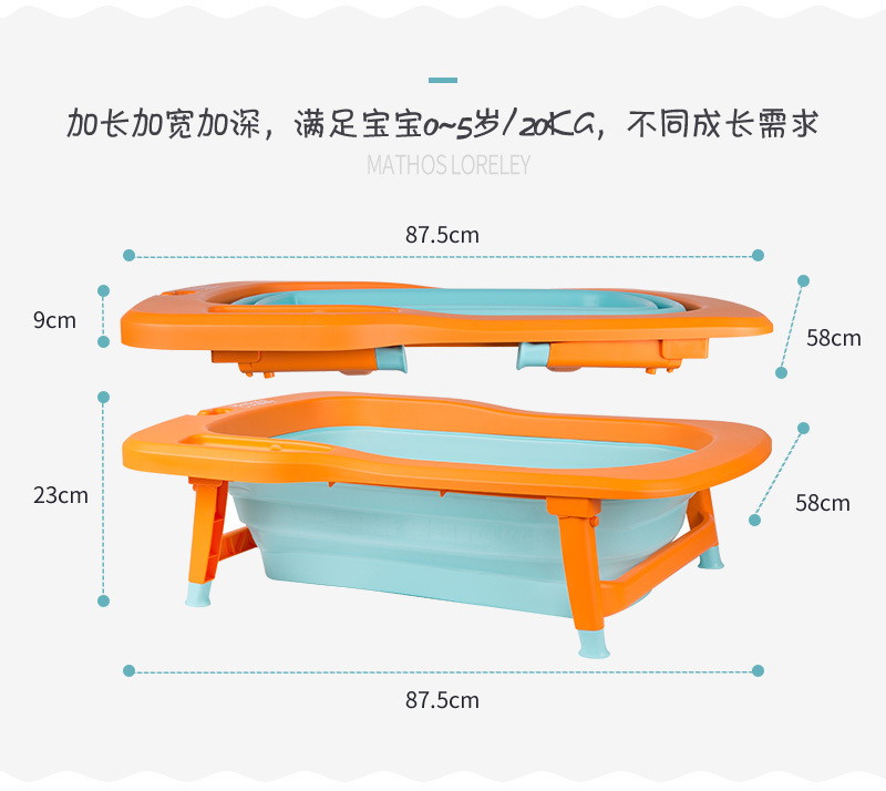 韩国原产Mathos Loreley婴儿浴盆澡盆便携感温可折叠浴盆 紫色