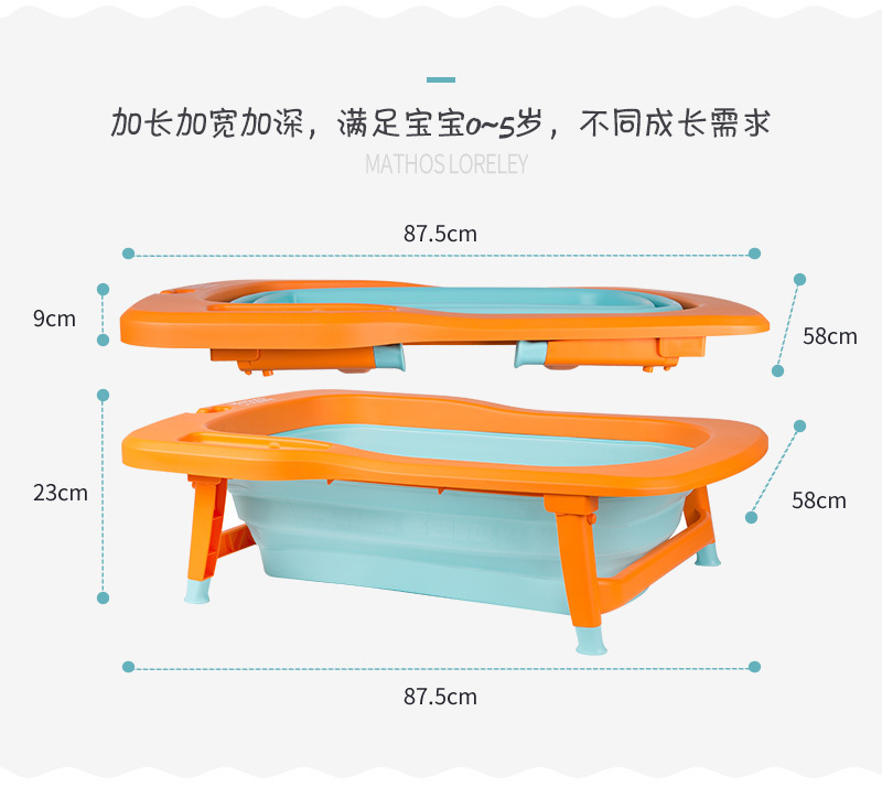 韩国原产Mathos Loreley婴儿浴盆澡盆便携感温可折叠浴盆 紫色