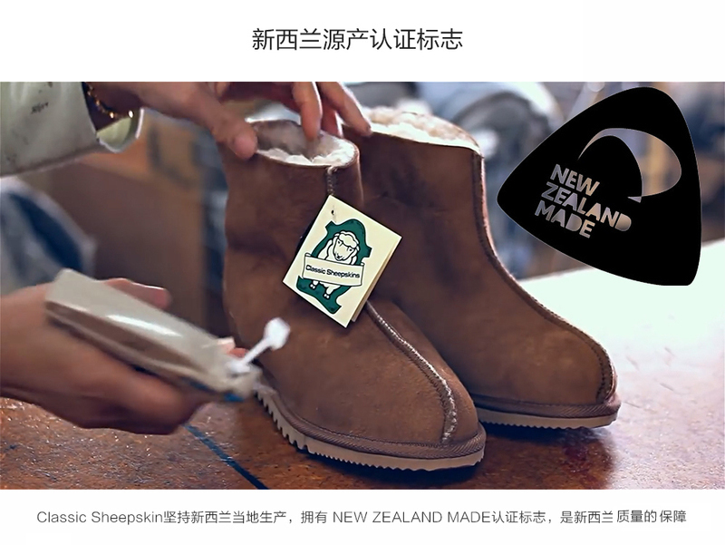 新西兰原产Classic Sheepskin成人冬季便携羊毛家居鞋防滑 灰色