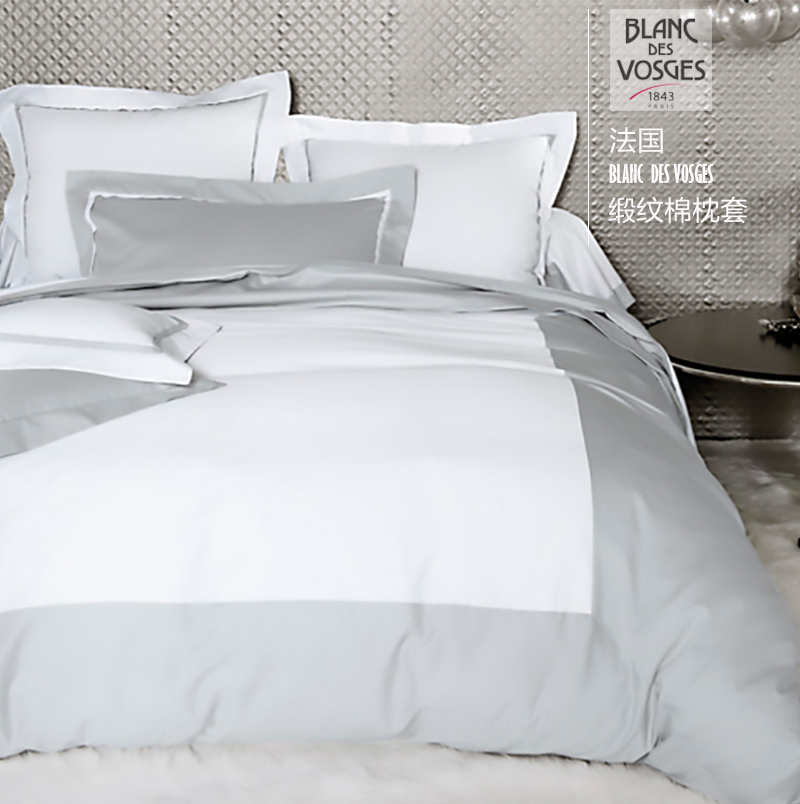 法國原產(chǎn)BLANC DES VOSGES緞紋棉安布瓦斯系列枕套枕頭套 單只 銀灰