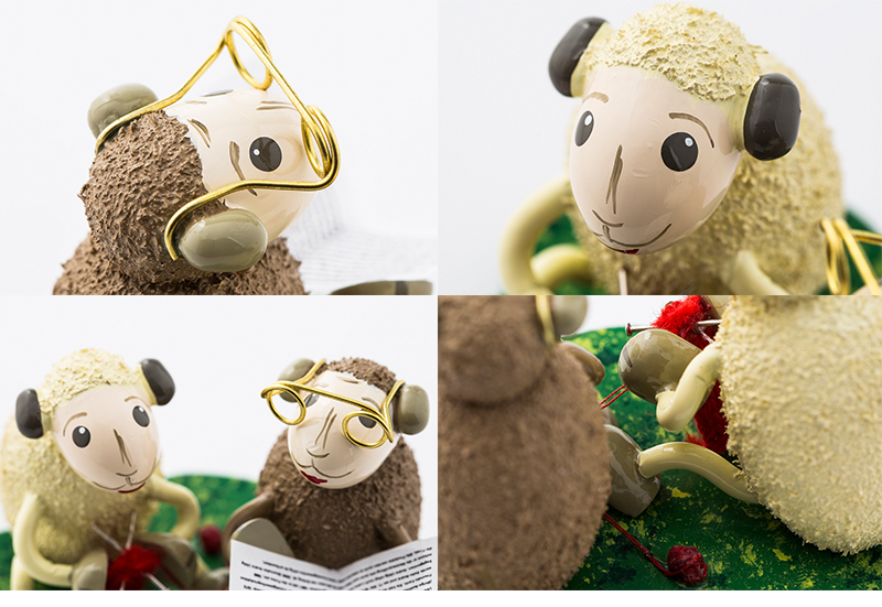 德国原产Kunstgewerbe Uhlig木质手工木偶绵羊爷爷奶奶