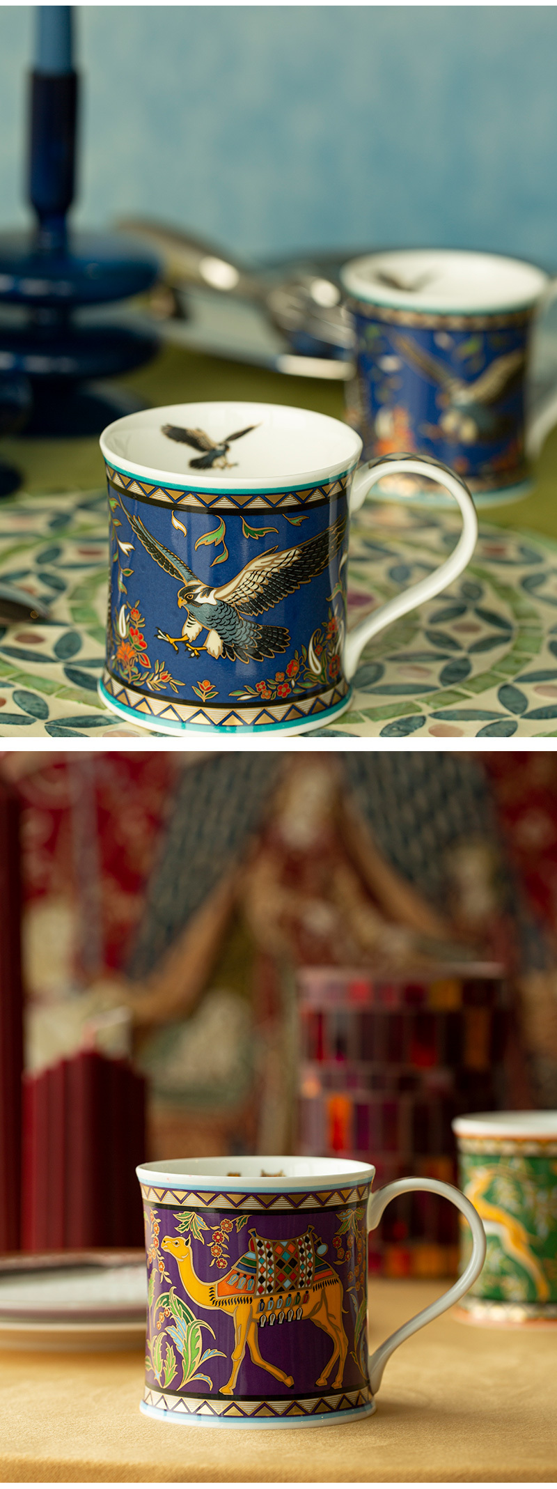 英国原产DUNOON丹侬Wessex型骨瓷茶杯水杯骨瓷马克杯 驯鹿 黑色礼盒