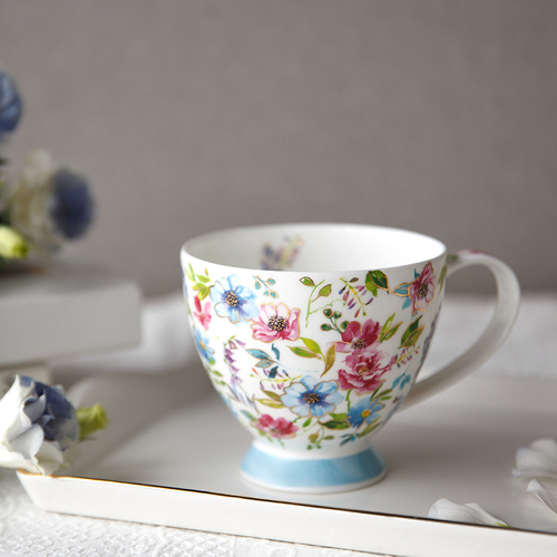 英国丹侬Dunoon骨瓷水杯 Sky系列 花卉 蓝色礼盒