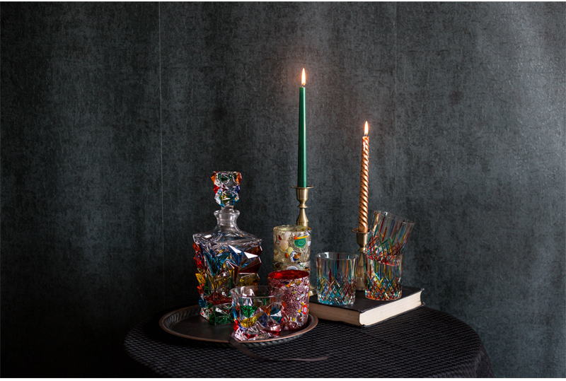 意大利原产ZECCHIN穆拉诺星河系列手工彩色玻璃酒水杯360ml 红色