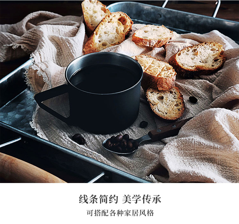 日本原产elfin高桑金属不锈钢创意复古马克杯子咖啡杯水杯 黑色