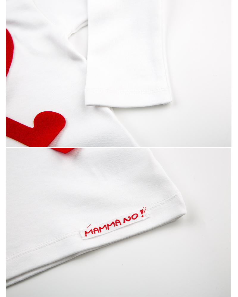 意大利Mamma No心形奶嘴绳棉质婴儿长袖T恤宝宝t恤 白色 S
