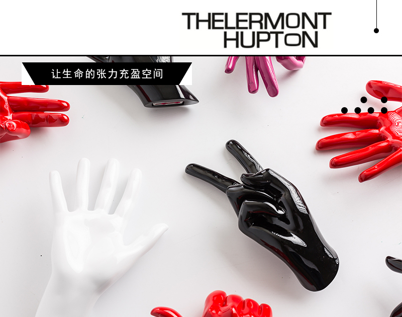 英国原产THELERMONT HUPTON创意胜利手势衣帽挂钩墙挂 深红