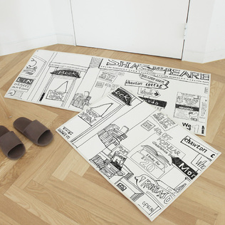 韩国原产SANG SANG HOO街头脚垫+厨房地毯套件