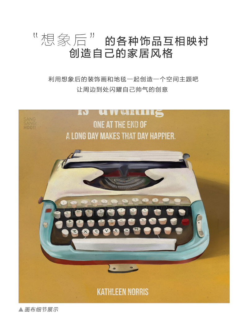 韩国原产SANG SANG HOO现代艺术背景装饰画框怀旧照相机 彩色